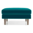 thumbnail image 1 of Hudson Mid-Century Modern Square Velvet Ottoman in Turquoise, 1 of 7