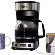 Total Chef Programmable 12-Cup Coffee Maker with Filter Black and Silver
