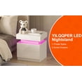 thumbnail image 5 of YILQQPER Nightstand with LED 2 Drawers and 1 Flapping Top Storage Box for Bedroom, White Wood Beside Table, 5 of 12