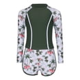 thumbnail image 3 of Yhong Kids Girls 2Pcs Rash Guard Swimsuit Vibrant Print Sun Protection Top and Shorts Surfing Beach Bathing Suit Green 90, 3 of 7