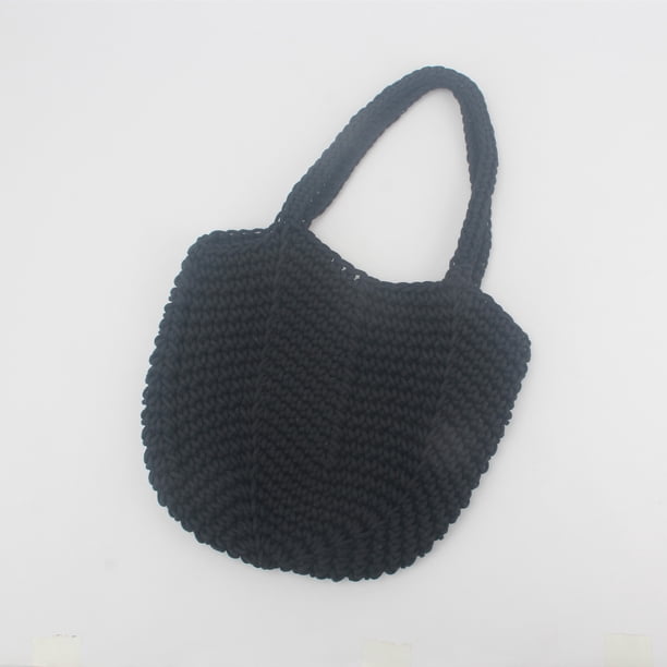 Zhuge Bolso de hombro tejido para mujer, bolso de mano tejido, bolso de mano tejido elegante para playa de verano, bolsos de hombro de 11,81 x 9,84 pulgadas (negro)