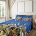 thumbnail image 3 of Ocean Sheet Set, Underwater Life Wilderness Caribbean Ocean Vacation in Tropics Seascape Theme Image, Fitted and Flat Sheet Pillowcases Bedding Accent 4 Piece Set, Calking, Blue Beige, by Ambesonne, 3 of 8