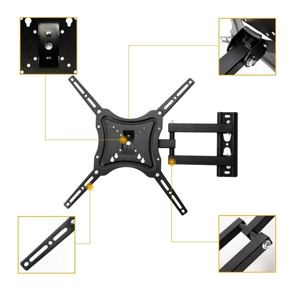Bricologht TV Wall Mount Swivel and Tilt, Full Motion TV Bracket with Articulating Arm for 14-55 Inch Flat/Curved Screen TVs, up to VESA 400x400mm and 110 LBS