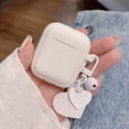 thumbnail image 1 of Janrevotw Airpods Case, Hard Shell Shockproof Earbud Protector With Keychain Kit For Apple Airpods 1 & 2(White - Cream White With Heart Keychain Set), 1 of 3