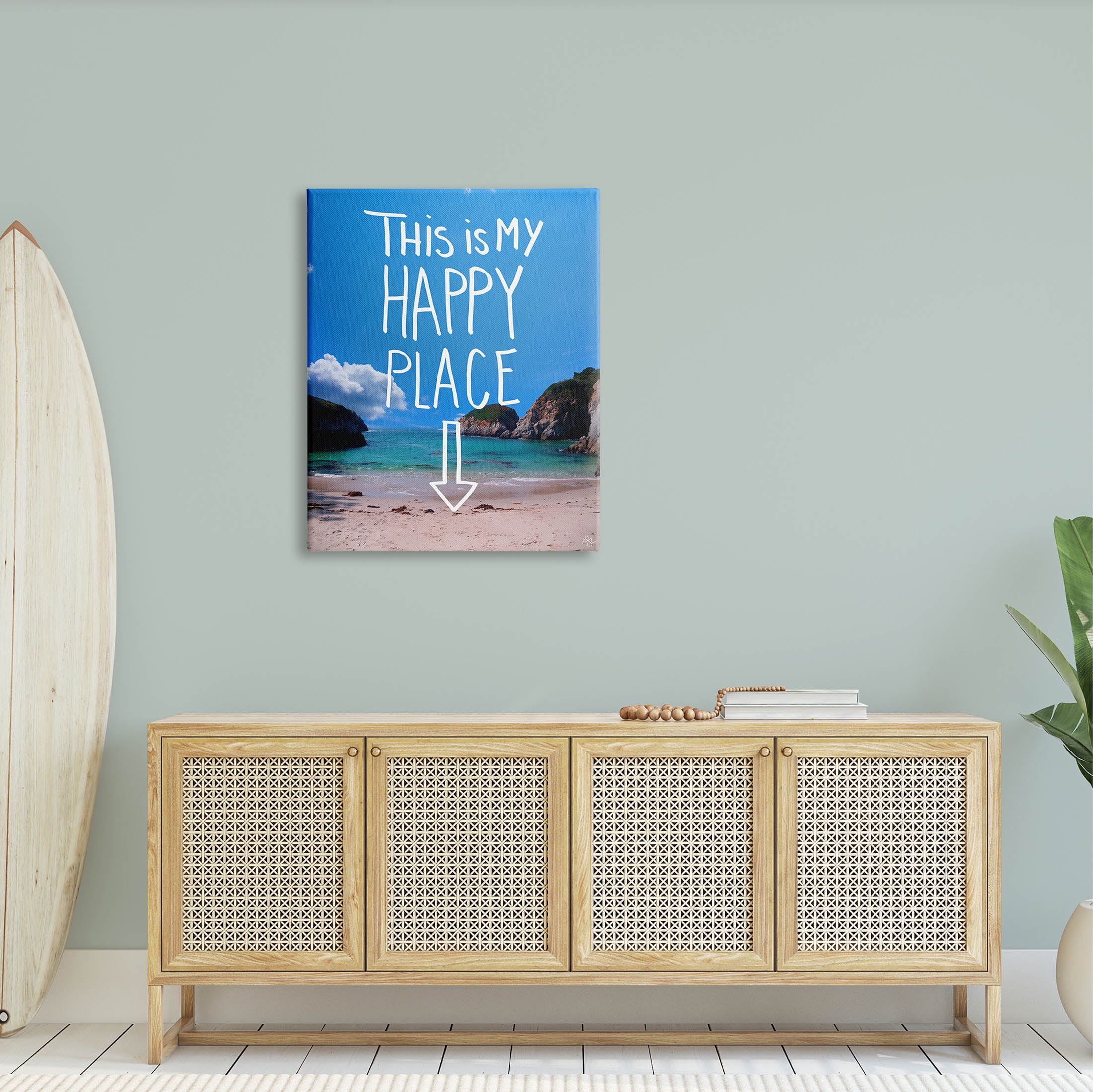 Stupell Industries My Happy Place Summer Beach Graphic Art Gallery Wrapped Canvas Print Wall Art, Design by K. Kaufman