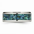 thumbnail image 3 of Stainless Steel Polished with Blue Imitation Opal 8mm Men's Ring Size: 7; for Adults and Teens; for Women and Men, 3 of 6