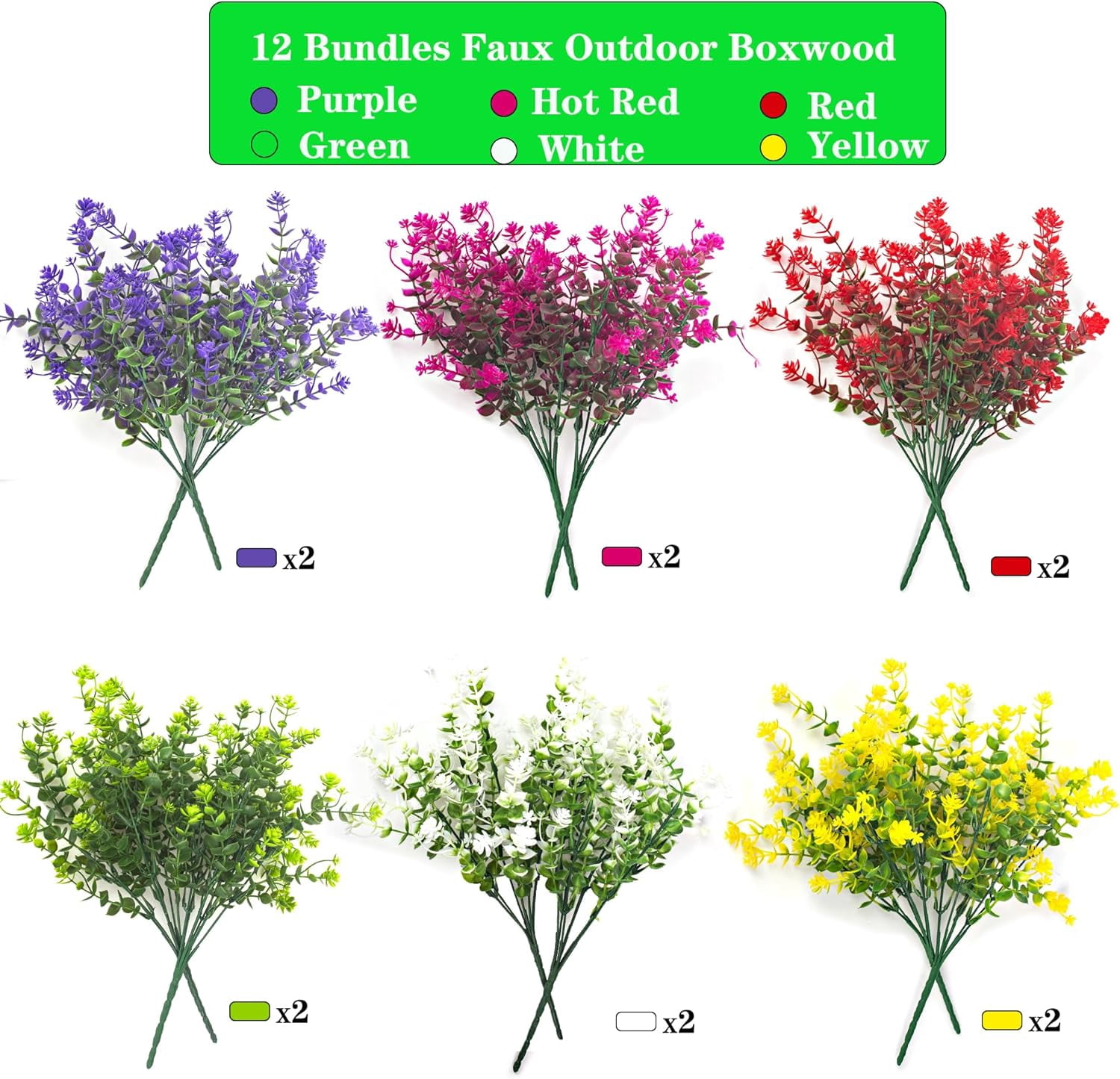 Artificial Flowers, 10 Bundles Outdoor Fake Flowers for Decoration UV Resistant Faux Plastic Plants Garden Porch Window Box Decor