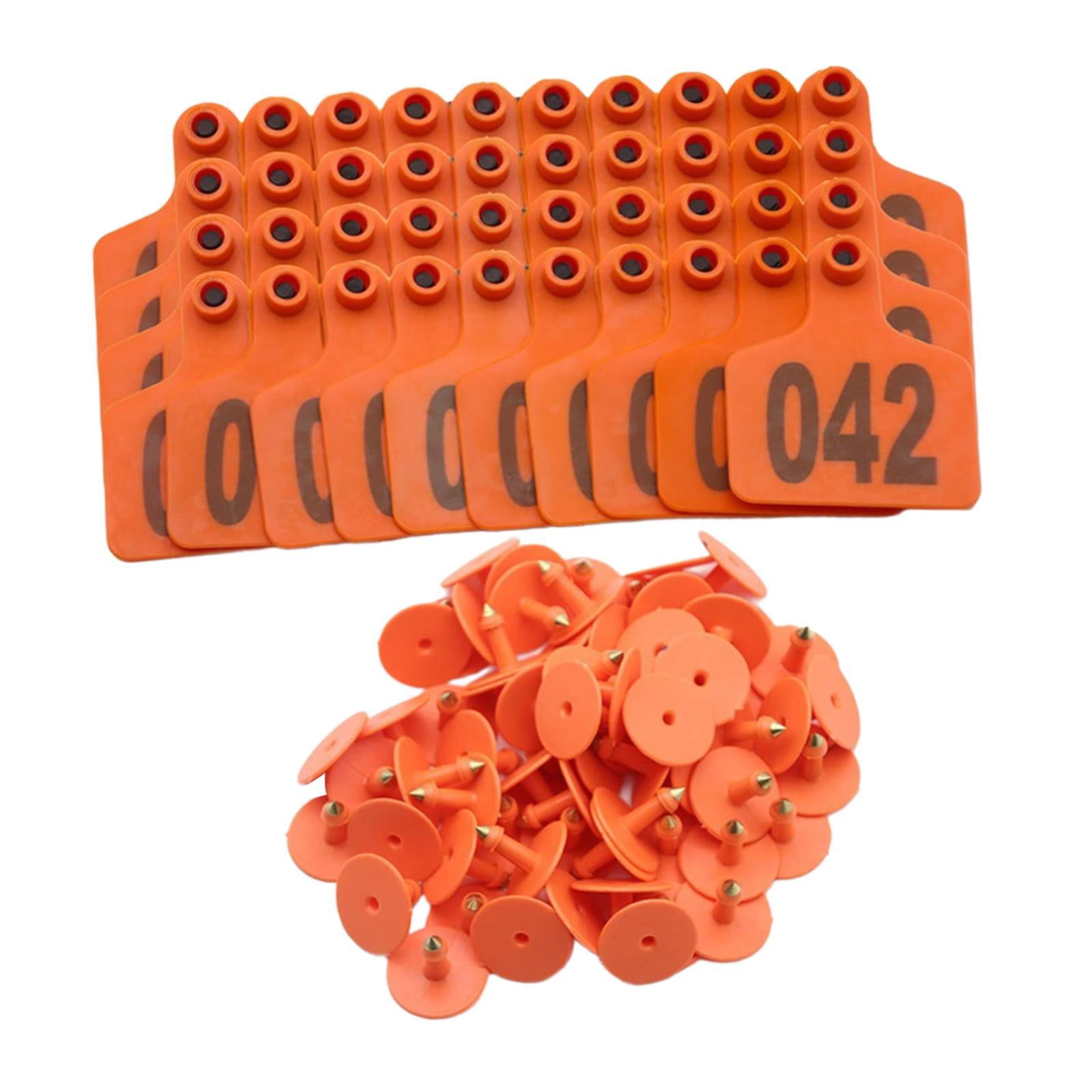 yotijay 100 Pieces Cattle Ear Tags Farm Supplies Animal Earring Marker for Livestock Orange