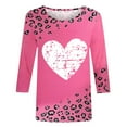 thumbnail image 4 of mihongmao Valentine Shirts for Women Ladies' Valentine's Day Printed Round Neck Three Quarter Sleeve 3/4 Sleeve T-shirt Loose Pink 4X, 4 of 5
