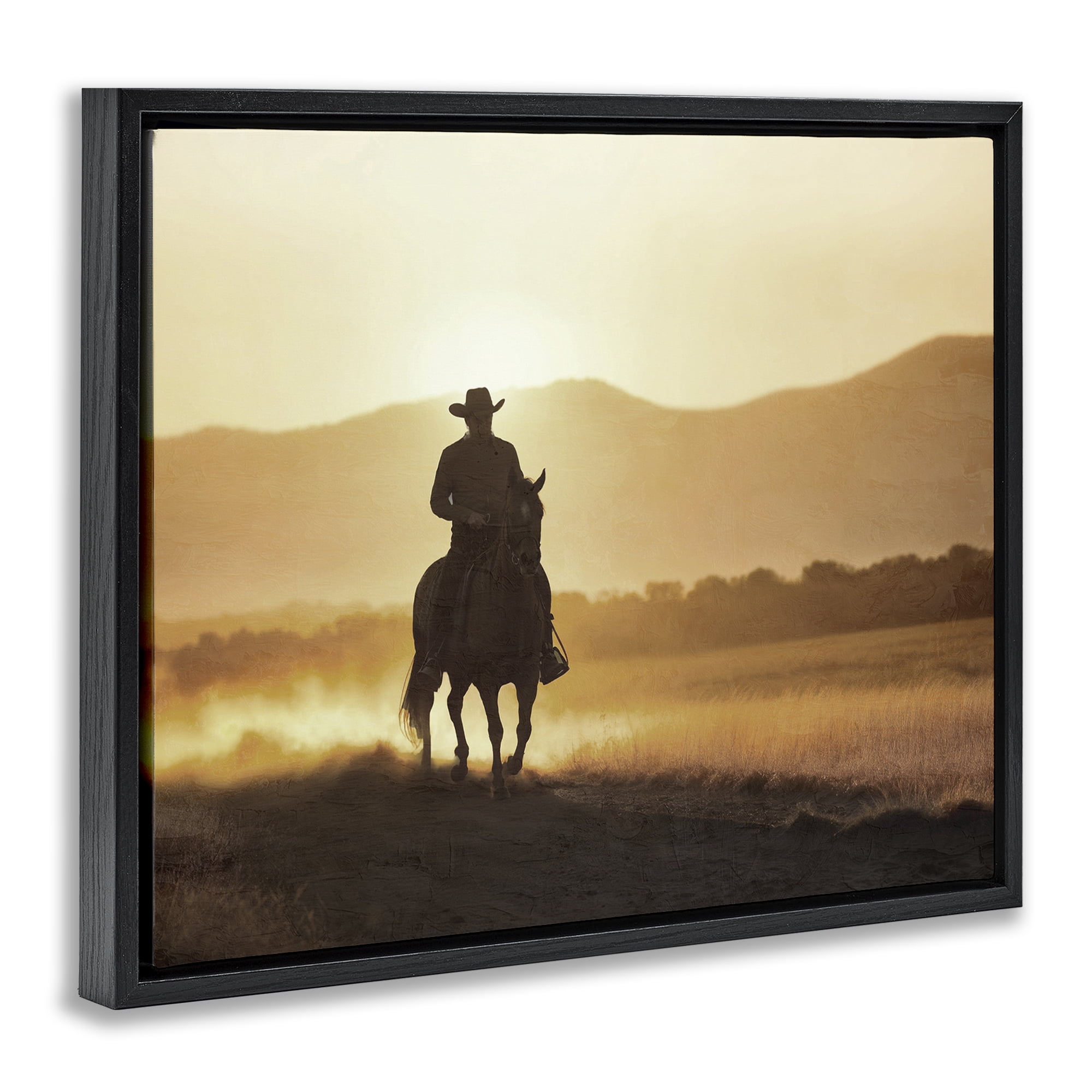 Stupell Industries Cowboy's Ride Home Black Framed Floater Canvas Wall Art, design by Kim Allen