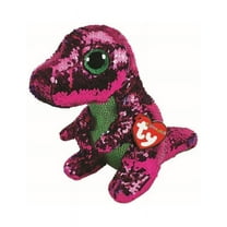 Ty Flippable - STOMPY The Pink/Green Sequin Dinosaur   6" (With Fun Chops)