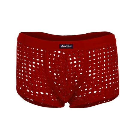 

wendunide lingerie for women Men s Sexy Underwear Boxer Briefs Mesh Breathable Underpants Red XXL