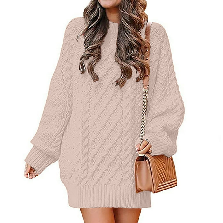 Fall Dresses Long Sleeve Chunky Cable Knit Sweater Long Sleeve Fall Dress  Sueter para Mujer En Oferta Invierno Women Fall Long Sleeve Dress 1 Dollar  Items only Things That are Under 5