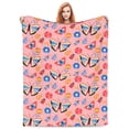thumbnail image 5 of LNWH Butterfly Botanical Flowers Pattern Throw Blanket, Flannel Sofa Blankets for All Seasons, 40"x30", 5 of 8