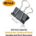thumbnail image 3 of Metal Small Binder Clips - 50 Pack 3/4 Inch Paper Clamps, Mini Black Office Clips, 3 of 5