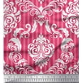 thumbnail image 1 of Soimoi Pink Moss Georgette Fabric Stripe & Vector Design Damask Print Sewing Fabric Yard 42 Inch Wide, 1 of 3