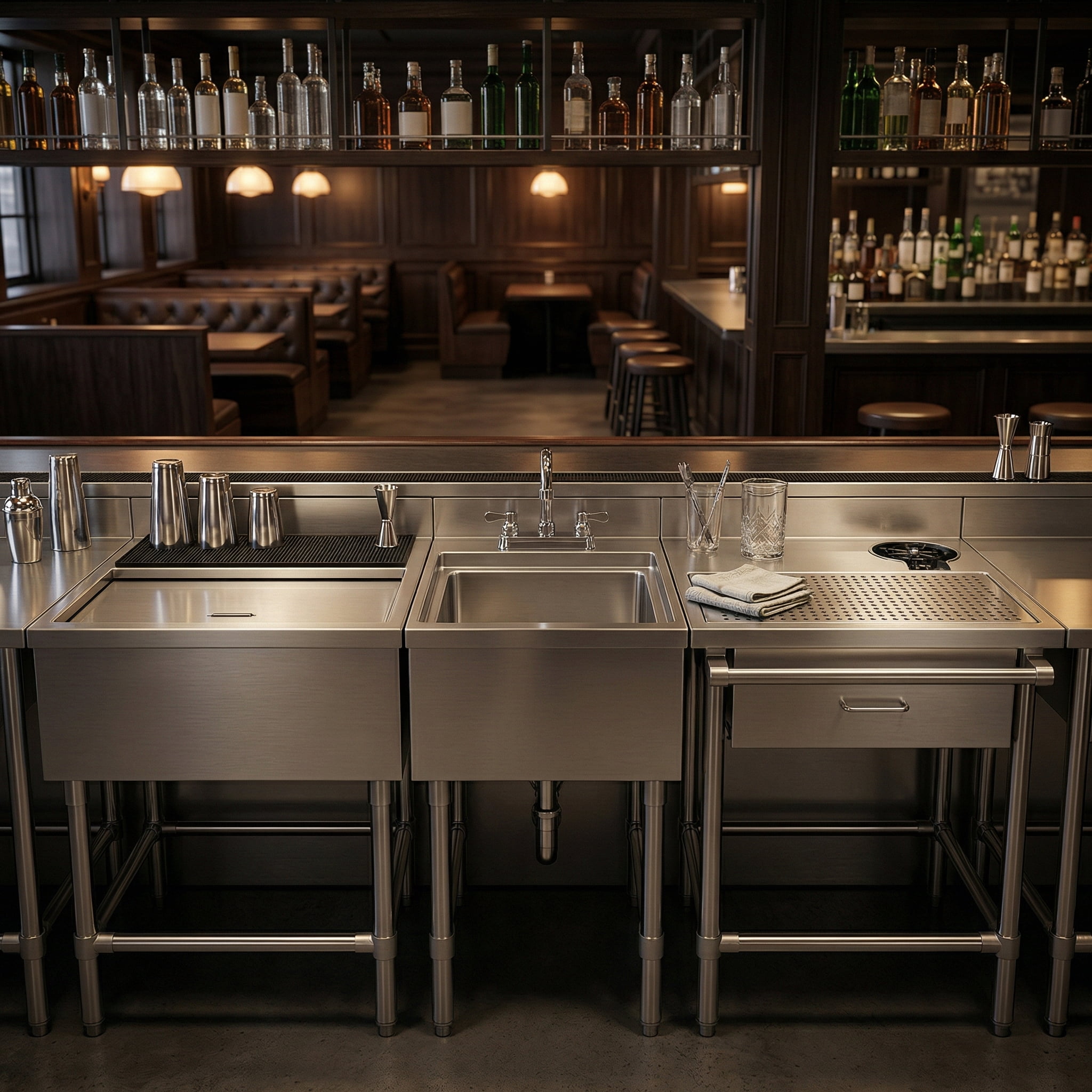 AmGood Commercial Underbar Hand Sink 22.5 in. x 12 in. x 30 in. Stainless Steel with Backsplash Faucet Included NSF, Single Bowl Bar Prep Sink