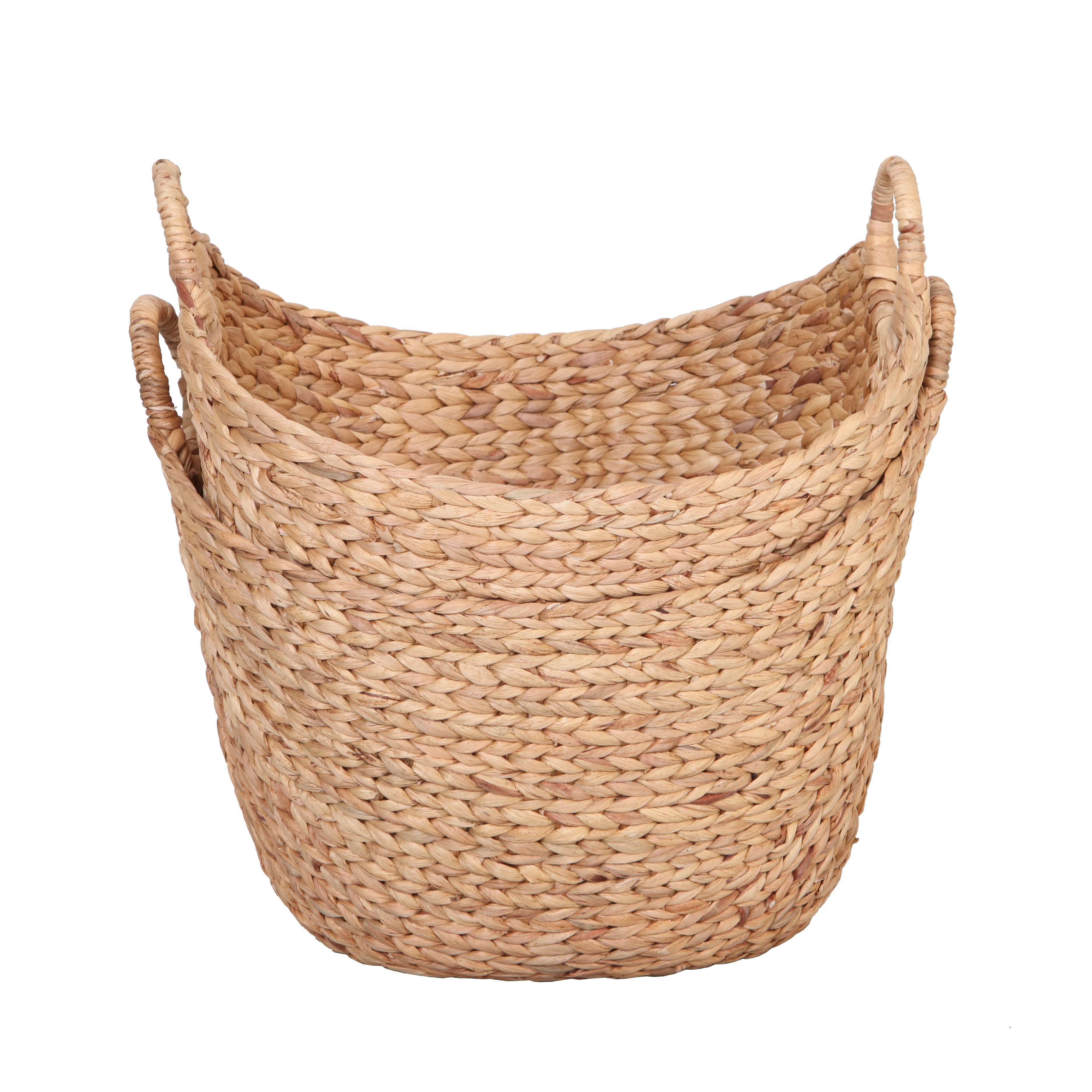 Better Homes & Gardens Extra Large Natural Water Hyacinth Boat Decorative Storage Basket, Set of 2