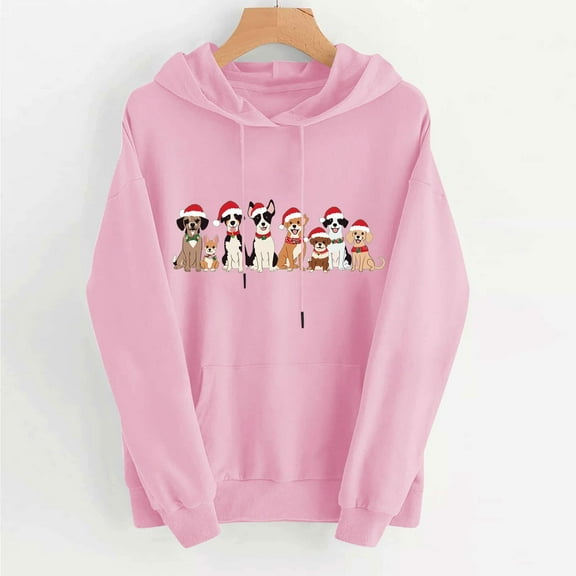 Craaazy Christmas Hoodie for Women Xmas Tree Printed Xmas Santa Graphic Hooded Sweatshirt Gifts