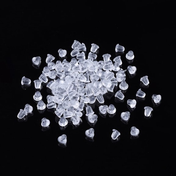 10000pcs Plastic Ear Nuts Soft Clear Earring Backs Safety Clutch Stopper Clear 4x4mm Hole: 1mm