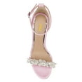 thumbnail image 2 of FSJ Women Bridal Round Open Toe Sandals Pearl Wedding Wedges Heel Buckle Ankle Strap Comfortable Evening Pump Shoes Size 10.5 Pink, 2 of 4