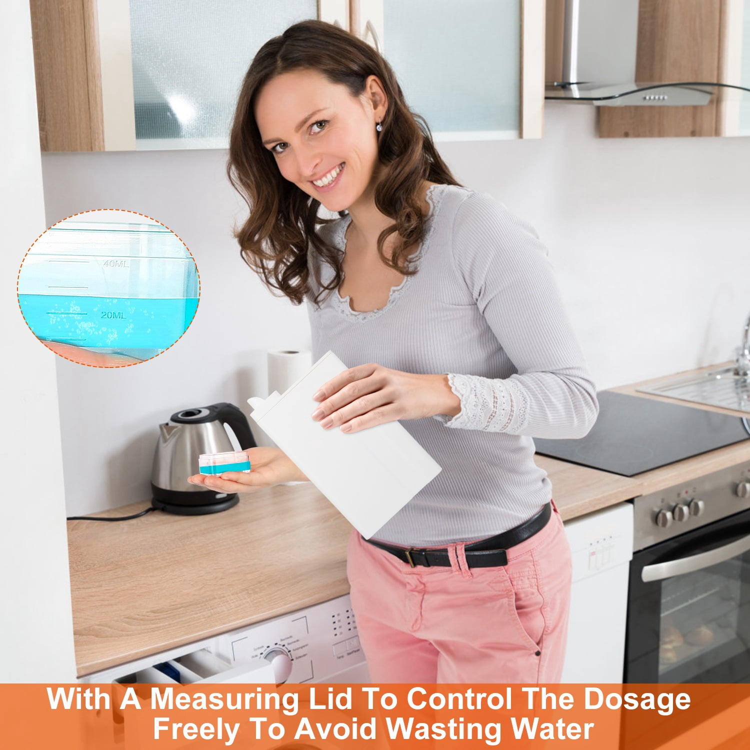 35oz Laundry Detergent Dispenser Container TeqHome 1 Pack Liquid Laundry Dispenser for Laundry Room with Waterproof Labels, White