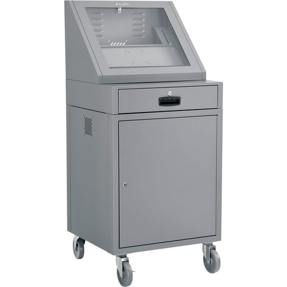 LCD Mobile Console Computer Cabinet, Gray, 24-1/2"W x 22-1/2"D x 55-1/2"H