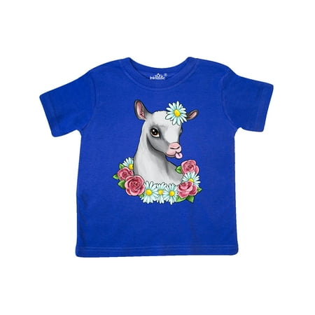 

Inktastic Cute Goat with Roses and Daisies Gift Toddler Boy or Toddler Girl T-Shirt