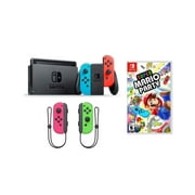 Angle View: Nintendo Switch Super Mario Party Bundle: Nintendo Switch with Neon Red and Blue Joy-Con, Super Mario Party, Extra Neon Green and Pink Joy-Con