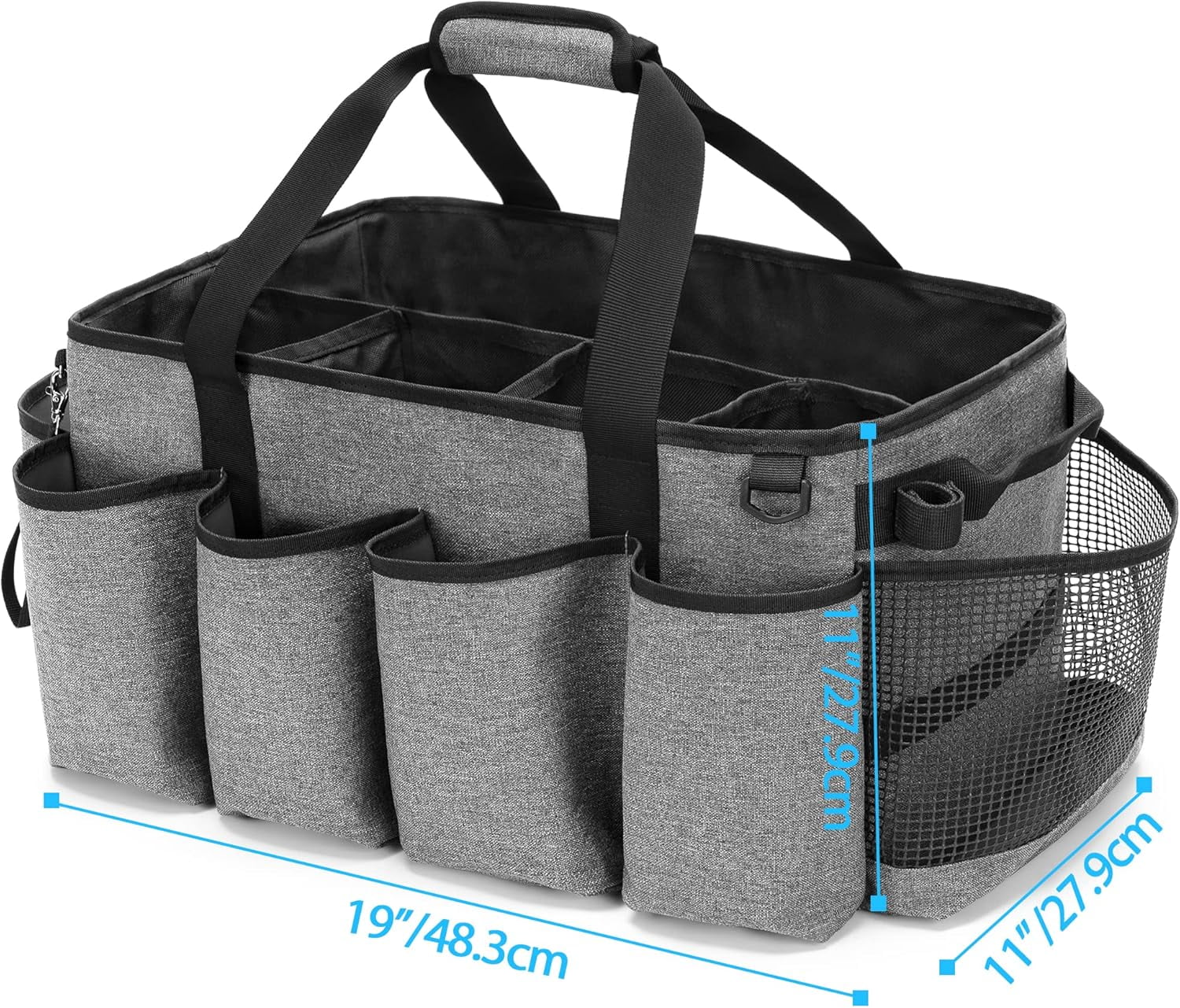 Extra-Large Cleaning Caddy, Cleaning Supplies Organizer with Handles for Cleaning Products Storage, Large Capacity Cleaning Tote Bag for Cleaning Tools for Car, Home & Housekeeping Work, Gray