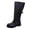 Black, variant on Xfvqtps Vintage Mid Calf Boots for Women Pull on Round Toe Thick Sole Buckle Strap Faux Leather Tall Boots