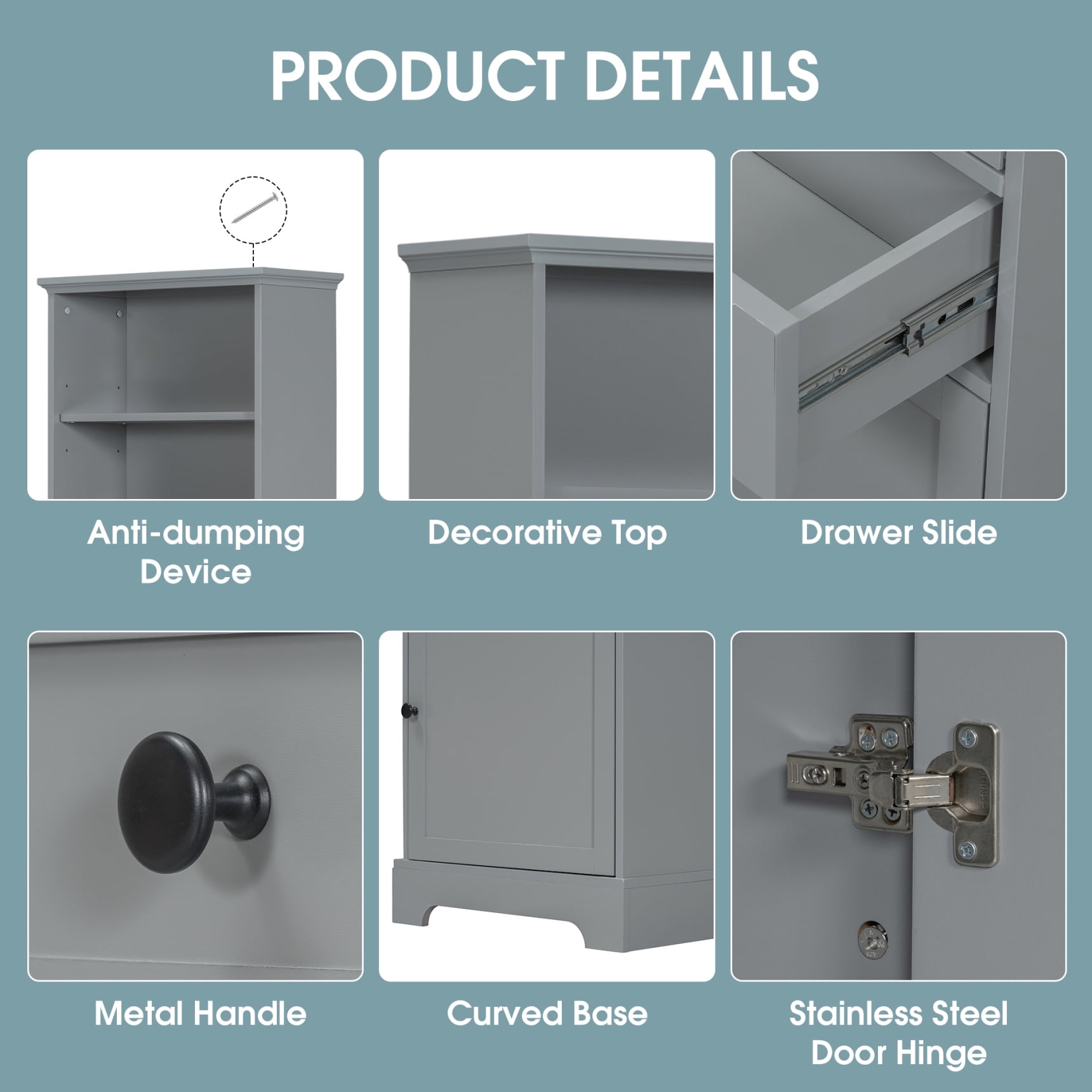 68.3" Tall Bathroom Storage Cabinet, Freestanding Storage Cabinet with 3 Drawers and Adjustable Shelves, Kitchen Pantry Linen Cabinet for Bathroom, Living Room, Dining Room, Office, Gray