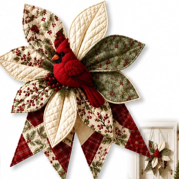 Large Patchwork Bow Sewing Kit, Farmhouse Fabric Folded Flower | Door Hanging Craft Set, Pre-Cut Fabric Strips, DIY Craft Supplies, Gift for Adults Front Door Wall Window Porch