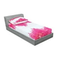 thumbnail image 2 of Ambesonne Nature Fitted Sheet & Pillow Sham Set, Pink Leaves on River, Twinxl, Hot Pink, 2 of 2