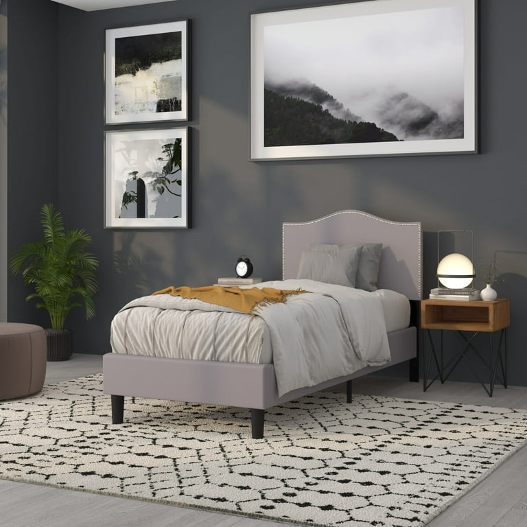 Flash Furniture Lexington Fabric Panel Headboard Light Gray Twin