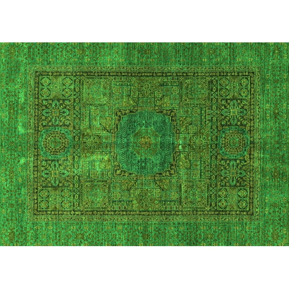 Ahgly Company Indoor Rectangle Abstract Green Modern Area Rugs, 4' x 6'