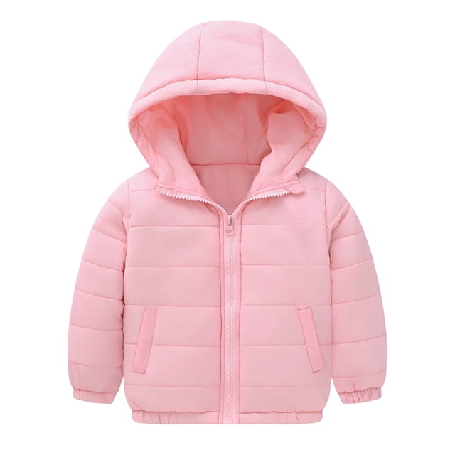 MIASHUI Vestes d'Hiver pour Enfants Garçons Filles à Capuche Coupe-Vent Fermeture Éclair Chaud, Rose, 2-3 Ans