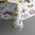 thumbnail image 3 of White Butterfly Yellow Purple Flower Pattern Rectangle Tablecloth 60"x84",Waterproof Polyester Rectangle Table Cloth, Wipeable Spillproof Polyester Tablecloth for Dining, Camping, Indoor and Outdoor, 3 of 5