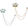 thumbnail image 1 of HUGFEGWE Crown Hanging Chain Brooch Pins, Rhinestone Suit Pins Fashion Crystal Lapel Pins UA824-3107, 1 of 7
