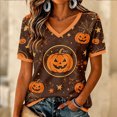 thumbnail image 4 of SIYUDAN Halloween Womens Shirt V Neck Short Sleeve Pumpkin Shirt Women Graphic Tshirts for Women Orange Halloween Shirt Fall Shirts for Women, Size XXXL, 4 of 6