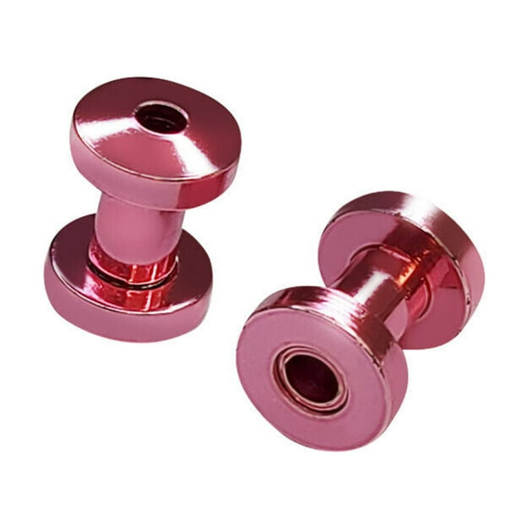 Pair of Screw Fit Ear Plugs Gauges Ion Plated Titanium Pink Blue