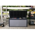 Keter Premier Outdoor 150 Gallon Wood and Resin Deck Box, Black and