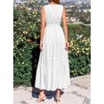 thumbnail image 2 of White Sleeveless V-Neck High-Waist Tiered A-Line Maxi Dress, 2 of 30