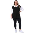 thumbnail image 3 of DARING DIVA Women's Plus V Neck Knit Split Hem Sweater Vest 4X Black, 3 of 7