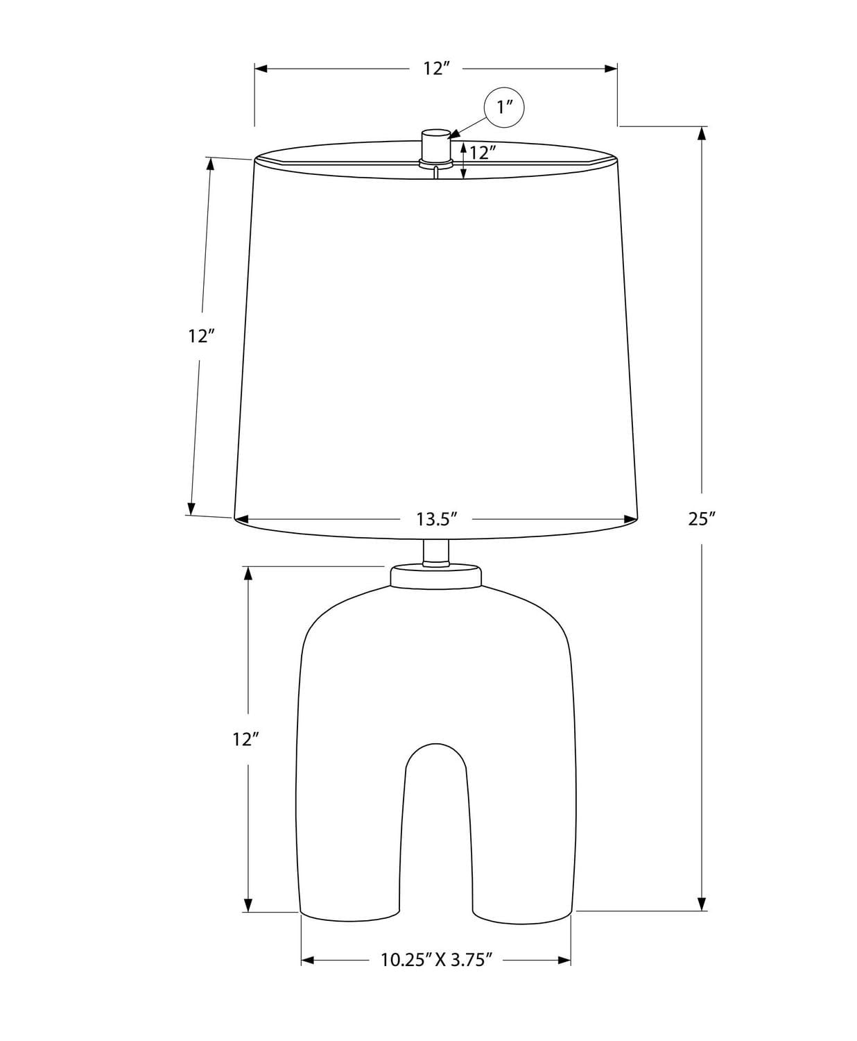 Monarch Specialties Lighting, 25"h, Table Lamp, Cream Resin, Beige Shade, Modern
