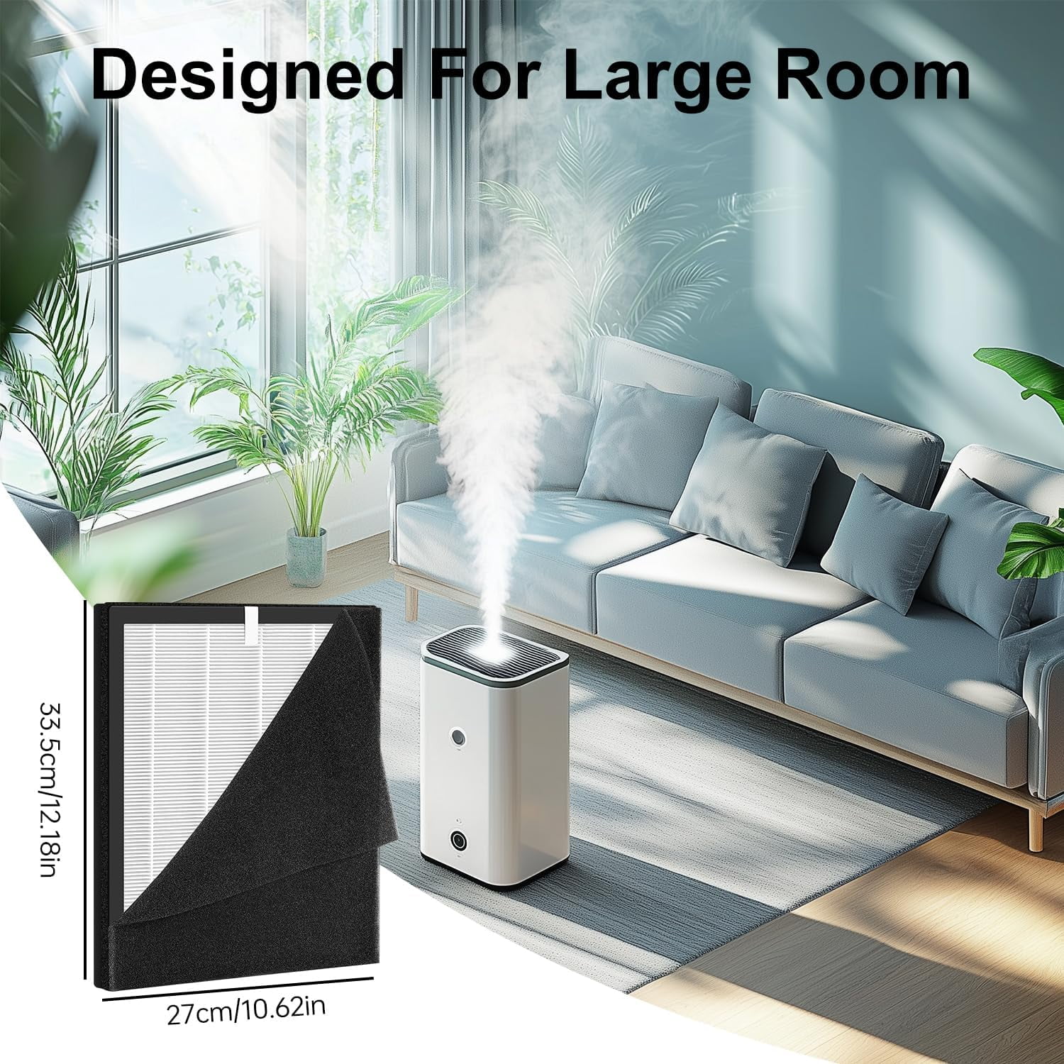 1 Pack KJ190L Replacement Filter,Compatible with MOOKA KJ190L Pet Air Purifier,Suitable for Large Room with 2000 Ft², 1 H13 True HEPA Filters & 1 Washable Pre-Filters for Pet-raising family