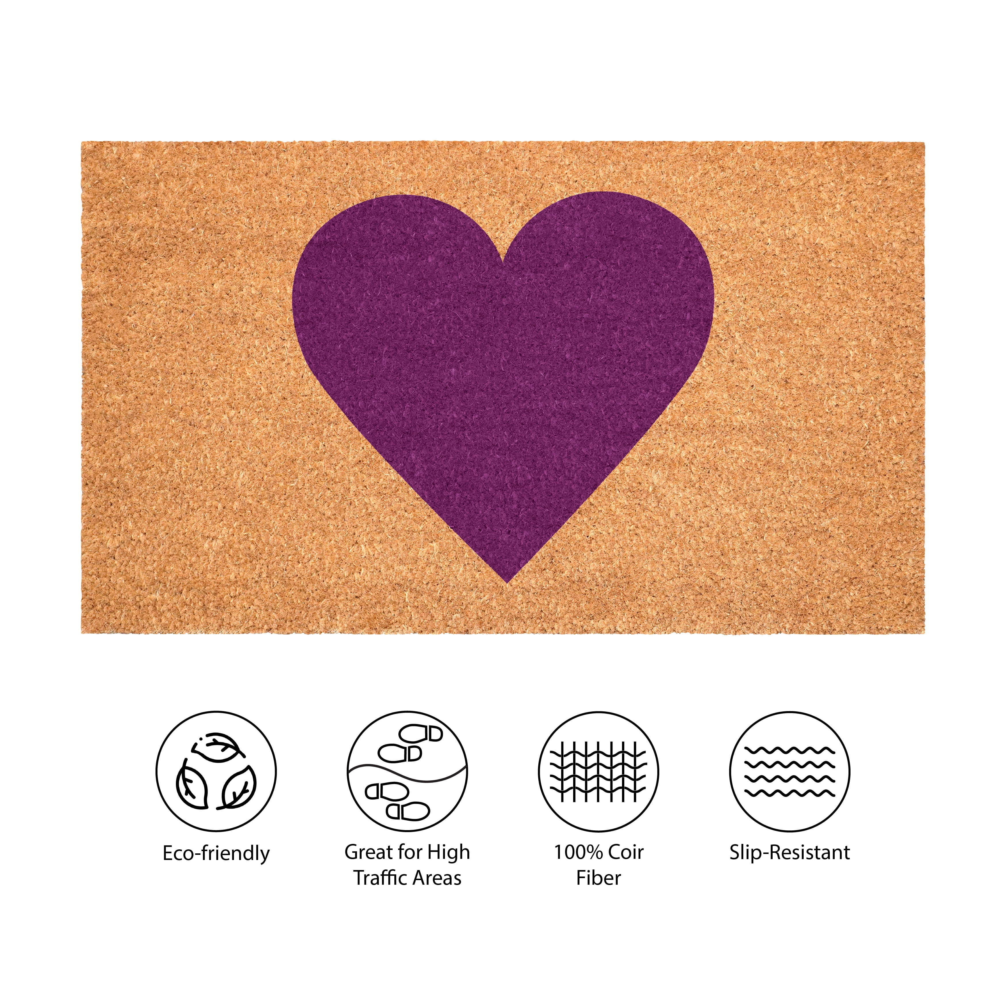 Calloway Mills 106771729 Purple Heart Doormat, 17 x 29 in.