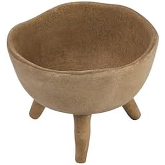 Terracotta Footed Planter with Organic Edge, Matte Taupe