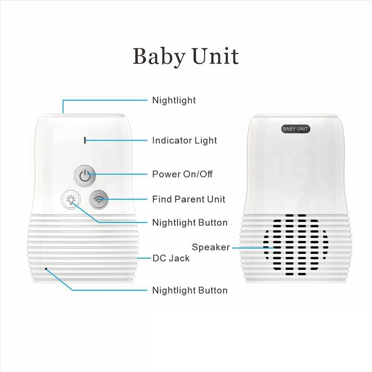 Baby Audio Monitor 2-Way Talk Intercom Wireless Night Light Home Child Safety Device 2.4GHz US-Plug