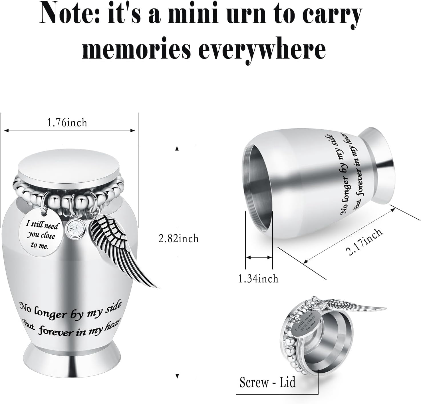 Small Keepsake Cremation Urns for Human Ashes Heart Case and Funnel - Beautiful Heart & Wings Engraved Mini Memorial Urn Decorative Urn with Heart Design for Female Male